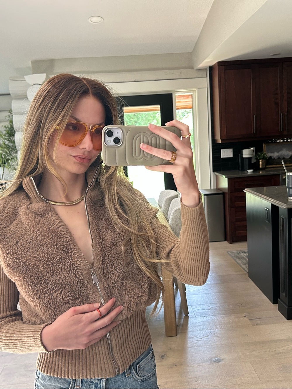 Ci Sono Taupe Ribbed Collar Bomber Jacket - Best Offer**